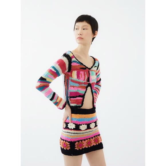 Tach Clothing Capella Crochet Top 100% Merino Wool Small NWT - Picture 2 of 7